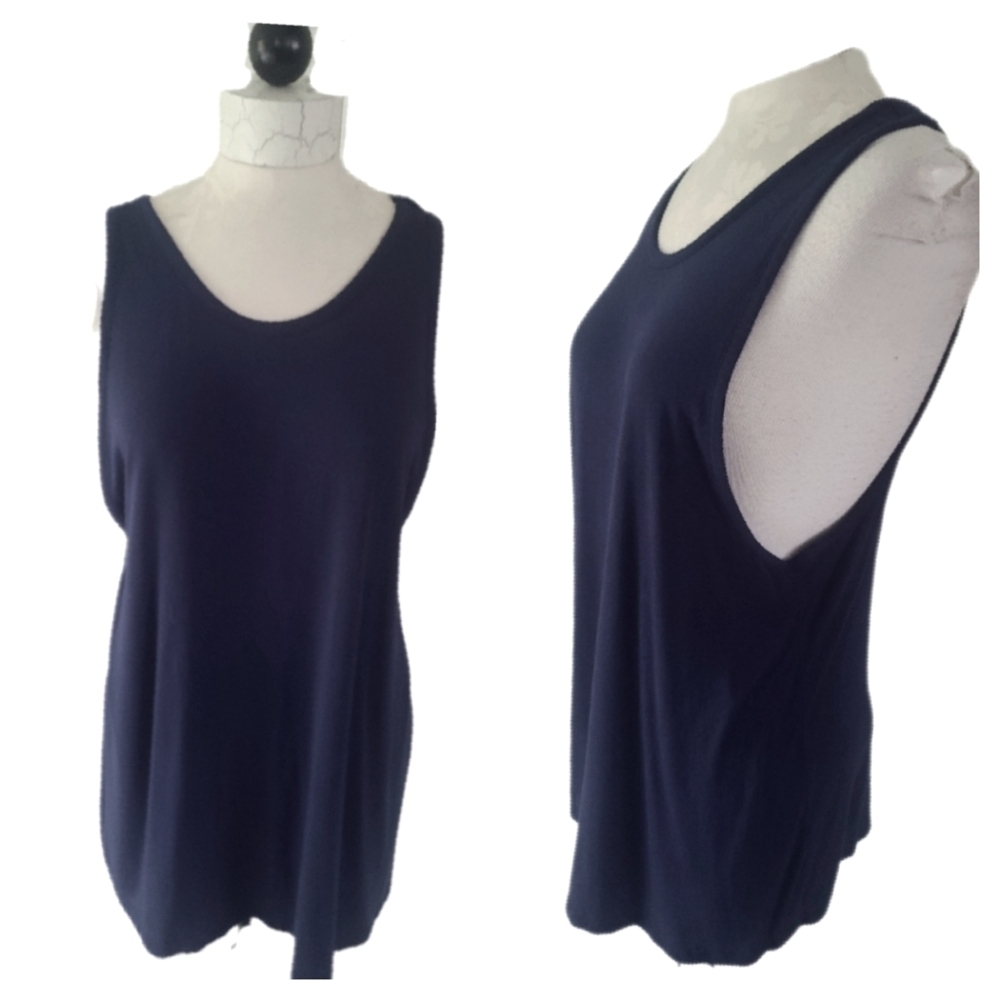 Rosio Navy Soft Flowy Tank Top